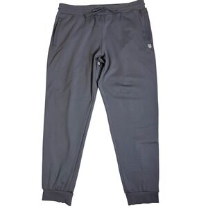 K-Swiss Mens Track Pants Gray Red Stripe‎ Joggers Ankle Zip Pockets Large
